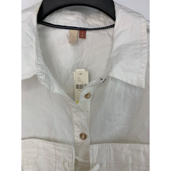 Pilcro Anthropologie White Button-Down Shirt Dress Linen Corset Top Medium 7799 - Picture 11 of 11